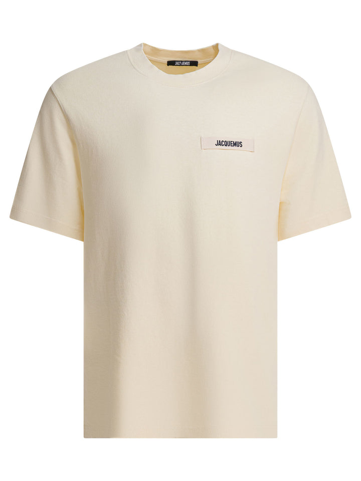 Jacquemus T-Shirt With Gros Grain Logo T-shirts - Beige | f162791535cd9a66f3fde90c6a3ef98d20521f44