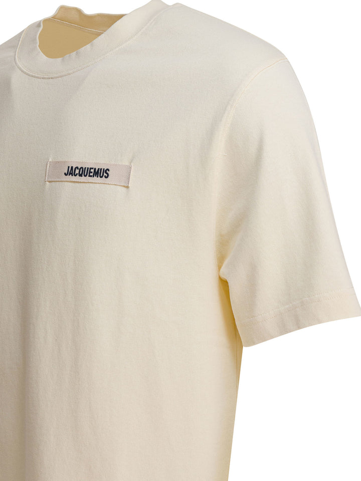 Jacquemus T-Shirt With Gros Grain Logo T-shirts - Beige | 82081182378255d8178d2afec5ab91511933f5dc