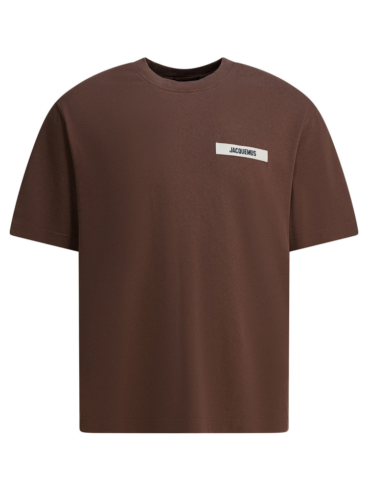 Jacquemus T-Shirt With Gros Grain Logo T-shirts - Marrone | ba367f216571c0f33e4247c70ce44b97fc5fc57a