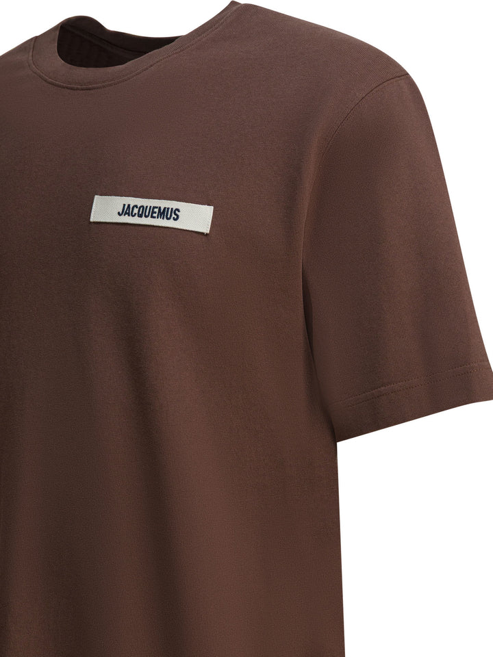 Jacquemus T-Shirt With Gros Grain Logo T-shirts - Marrone | 4dfd83f24fe1ff7aa36ea7da19b1d83d72c5b536