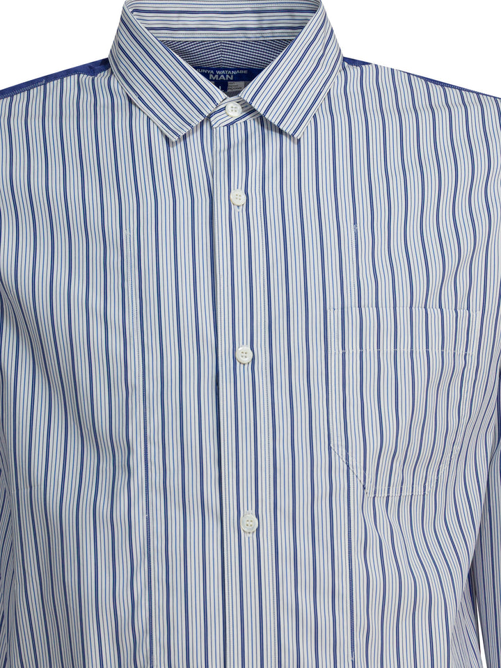 Junya Watanabe Man Cotton Striped Shirt Shirts - Light blue | 035deb17d3f2cb8756f850c05b121a76478a7499