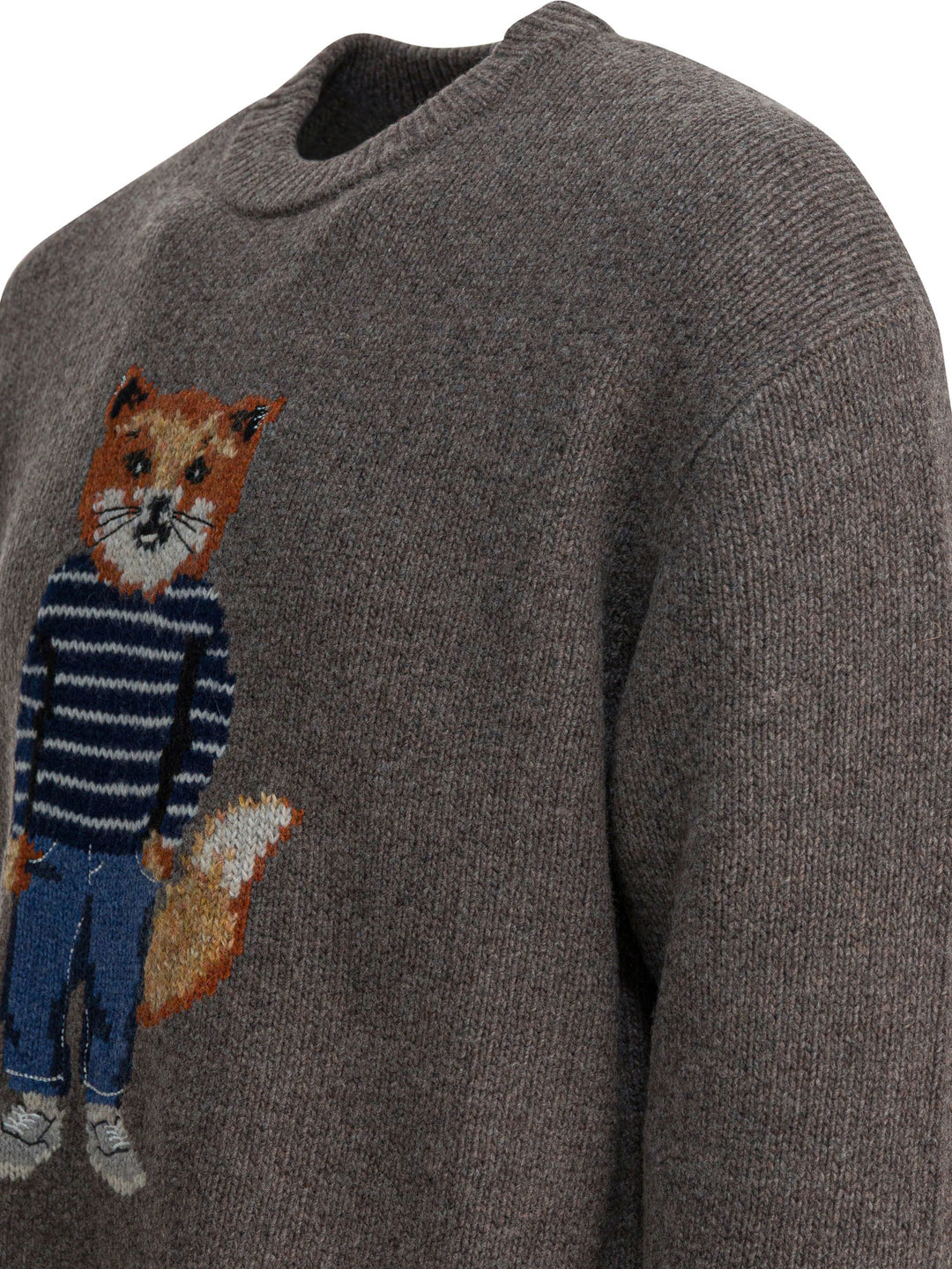 Maison Kitsuné Wool Sweater With Dressed Fox Knitwear - Grey | ad0482903251eb71cb84baeb5f24c5a73919d8ec