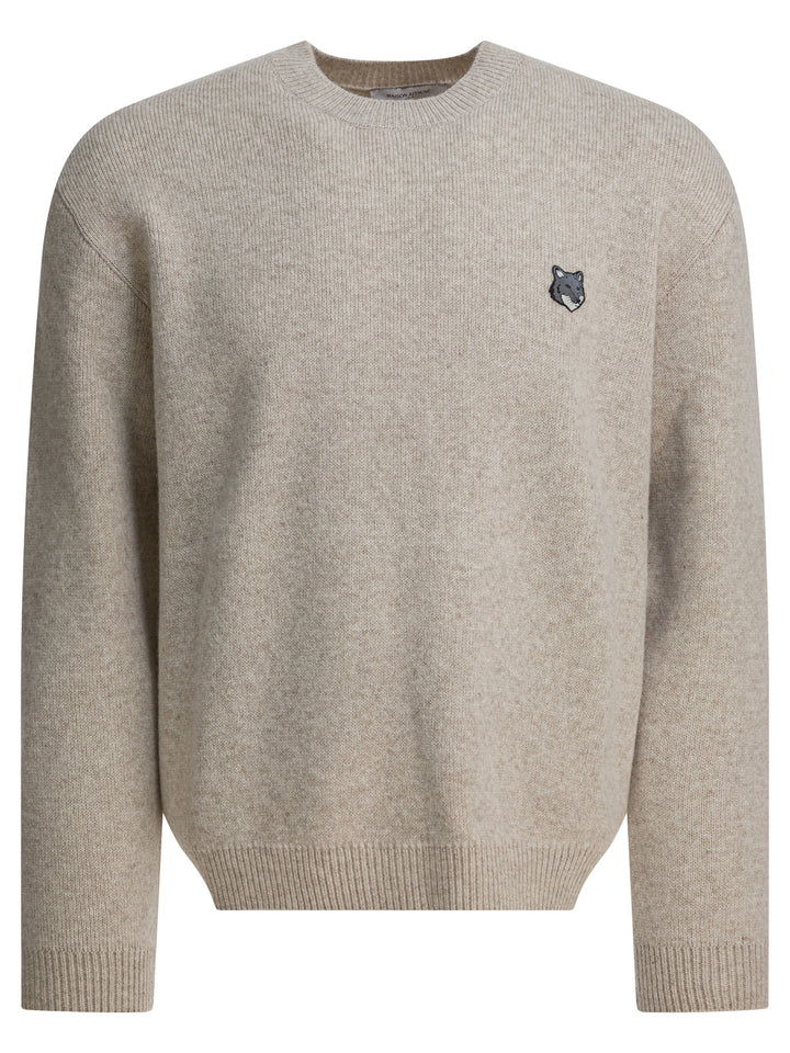 Maison Kitsuné Wool Crewneck Sweater Knitwear - Beige | cd70966559683b392ab9ad700660ed27760dfa1e