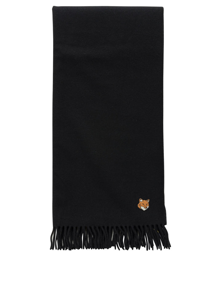 Maison Kitsuné Virgin Wool Fox Scarf Sciarpe & Foulard - Nero | 7f108c5ebf0eb79c4213d5dcae802a03639918fe