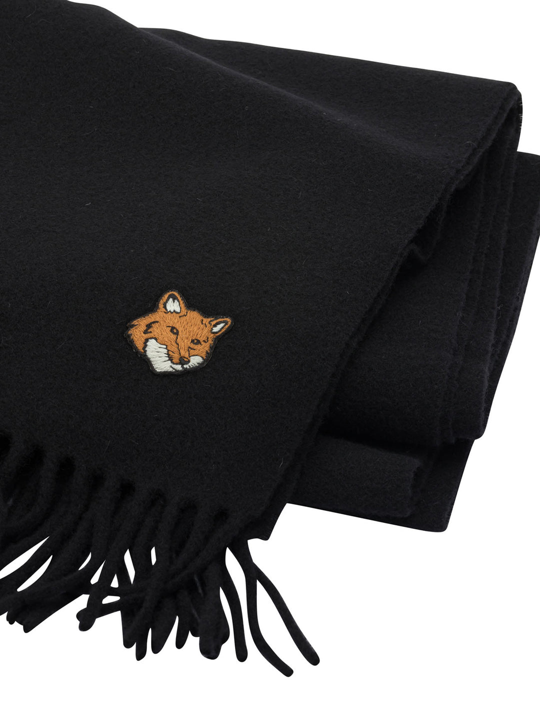 Maison Kitsuné Virgin Wool Fox Scarf Sciarpe & Foulard - Nero | 46603ea2e702524f13ee857bc1aeee865682498a