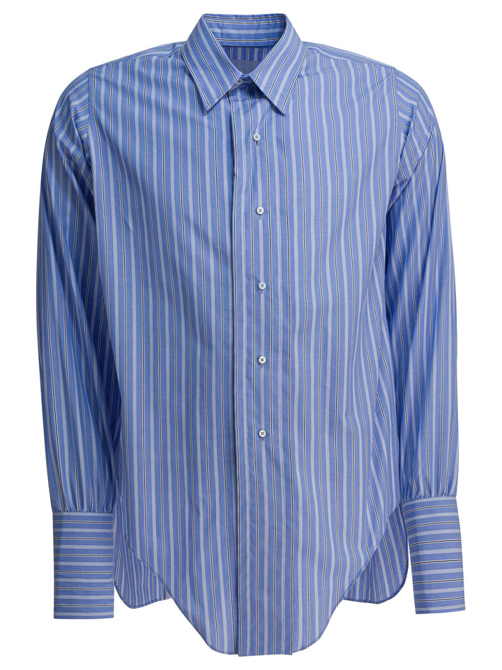 Maison Margiela Cotton Striped Shirt Shirts - Light blue | 378cdcba8b557a4b2405e9b3931a1a02fd443758