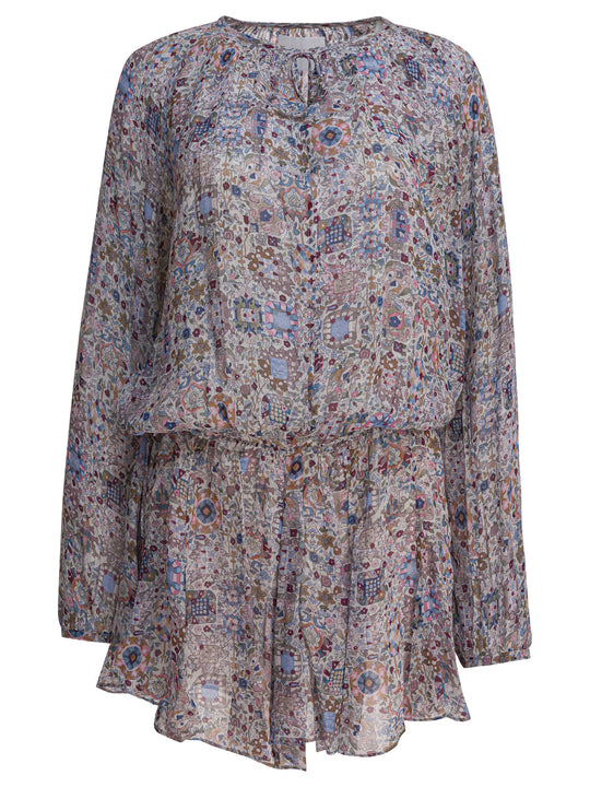 Floral Flared Dress Abiti Beige