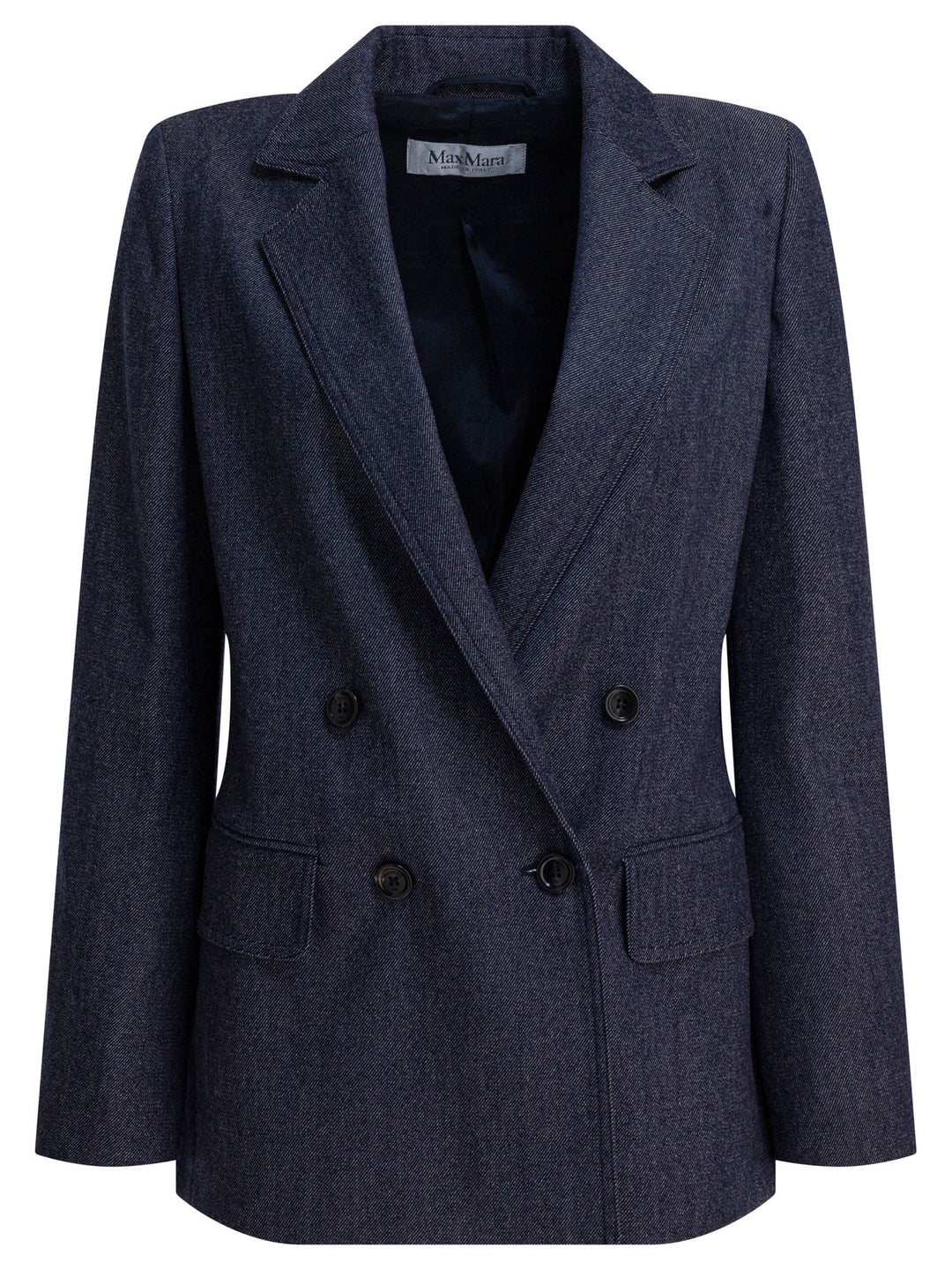 Max Mara Denim-Effect Double-Breasted Blazer Jackets and Coats - Blu | 7ccf646aecedcee42de9332e69efc4c6a0393744