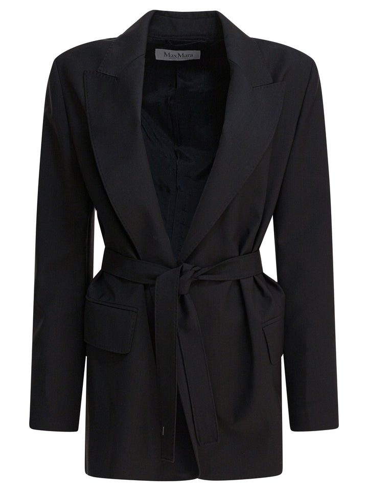 Max Mara Wool Canvas Blazer Jackets and Coats - Nero | 8c3e00a572688b959412020fdeabe932a85fcc90