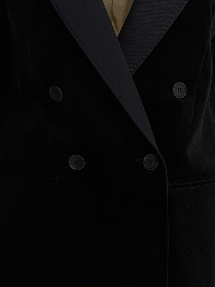 Max Mara Double-Breasted Velvet Blazer Jackets and Coats - Nero | 36e3da0b01c91141c5624c6ce652a141434ab3de