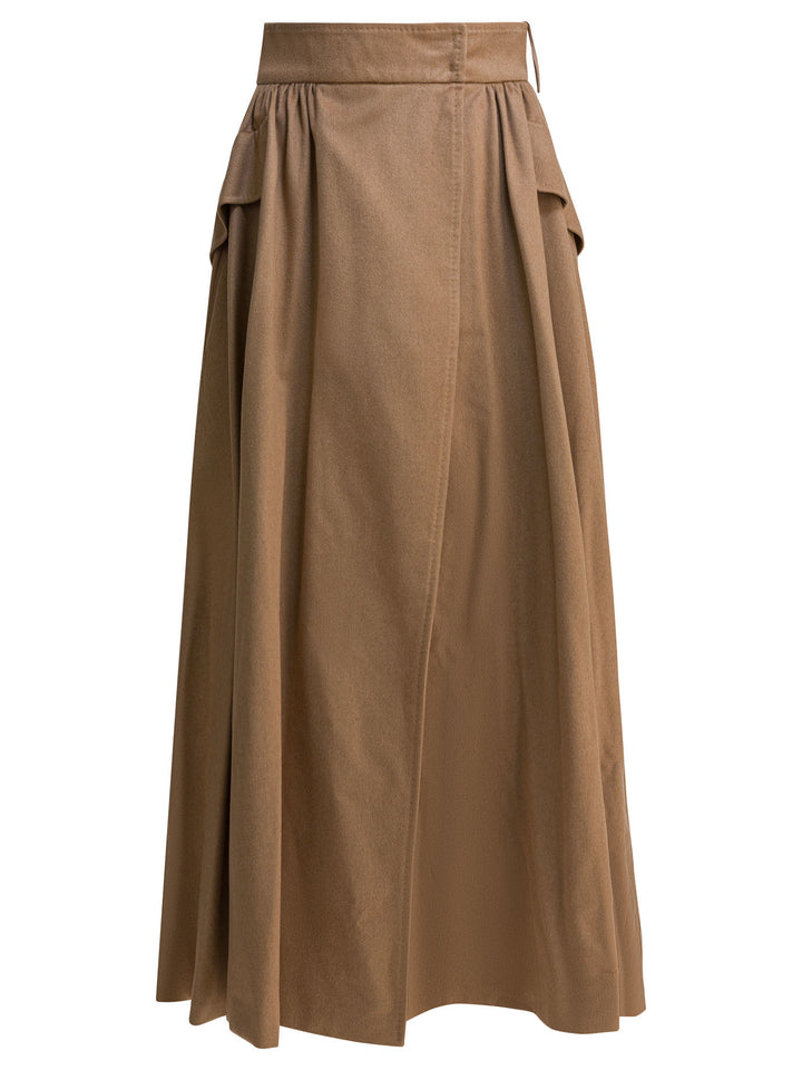 Max Mara Draped Wrap Midi Skirt Gonne - Marrone | 72789f836d4ec5dac1fb257b212e415b310e7acb