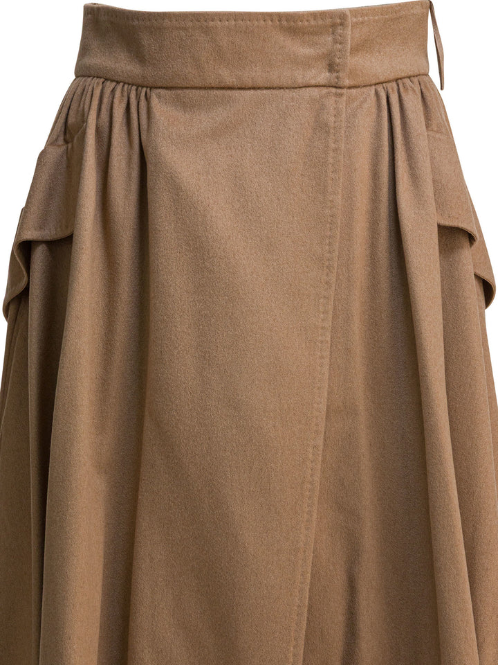 Max Mara Draped Wrap Midi Skirt Gonne - Marrone | 2ade65340f9abf81b770afa632600e976c1f6036