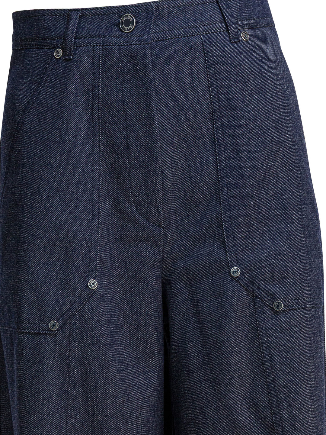 Max Mara Denim-Effect Wool Pants Trousers - Blu | 36e420a47998106657a84f682bd03aab652bc7a9