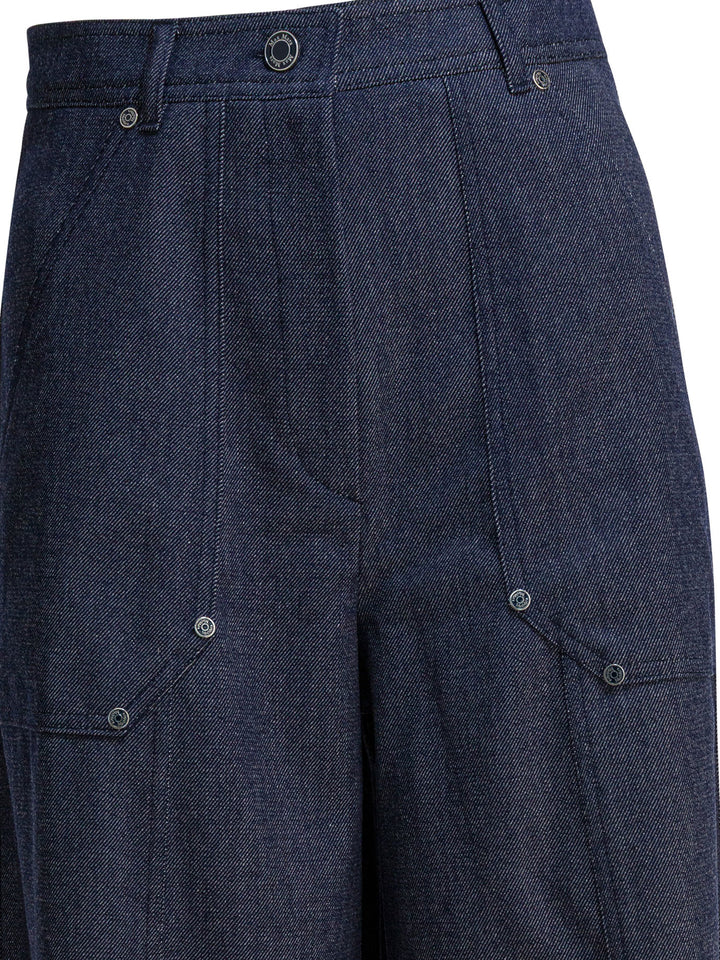 Max Mara Denim-Effect Wool Pants Trousers - Blu | 36e420a47998106657a84f682bd03aab652bc7a9