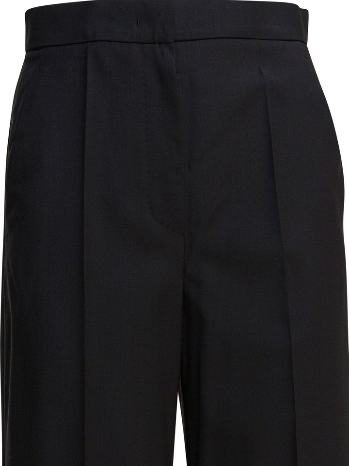 Max Mara Light Wool Straight Trousers - Nero | 4d1006b9a47f148dfa8d3ef00dc0b795cb05ca57
