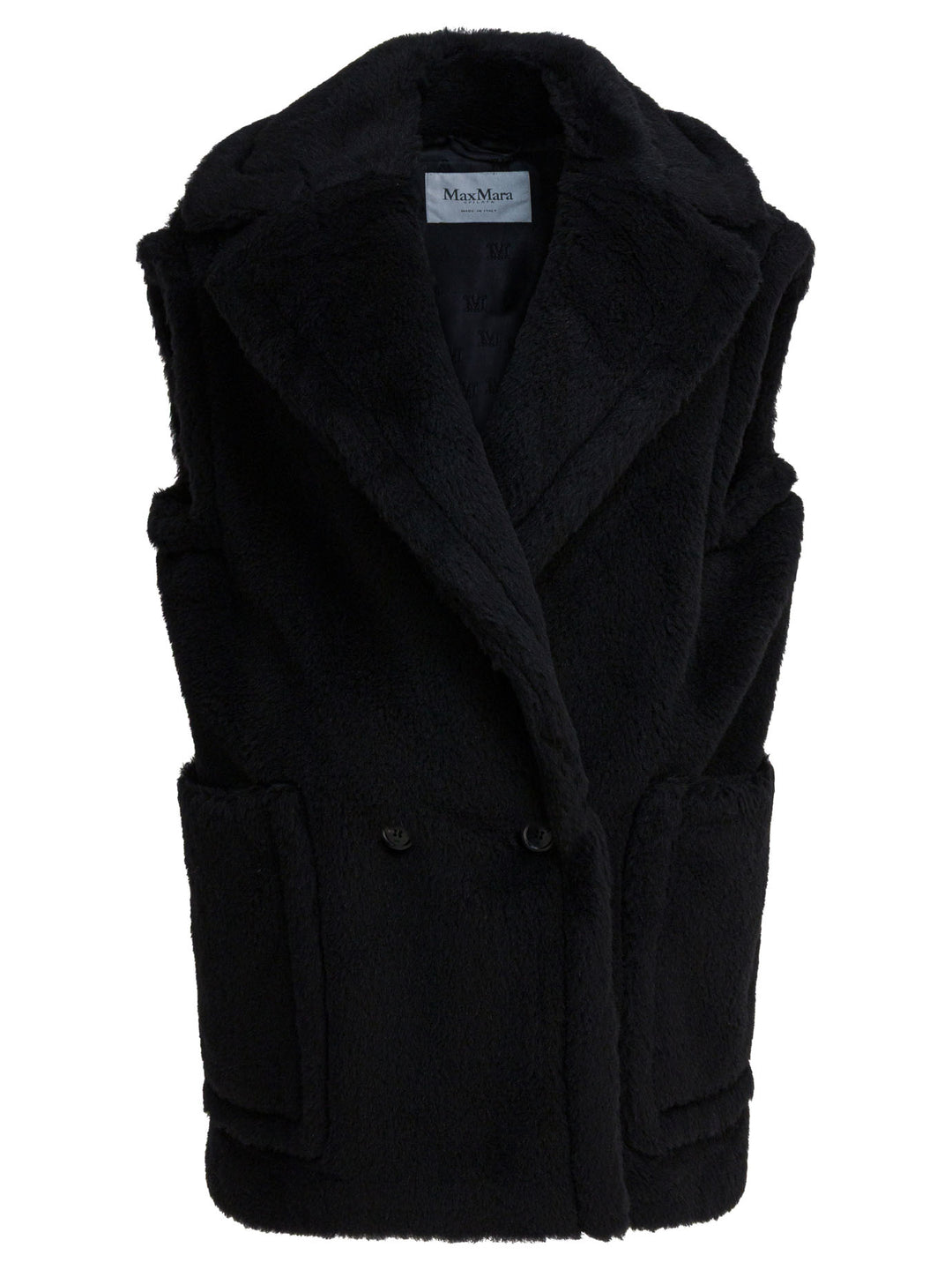Max Mara Sleeveless Teddy Jacket In Alpaca And Wool Jackets and Coats - Nero | b8cae91e79f91493863b4e4897f840b455b8056a