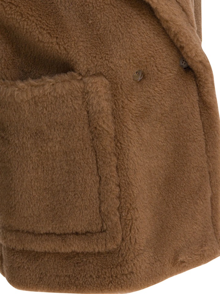 Max Mara Double-Breasted Sleeveless Jacket In Teddy Jackets and Coats - Marrone | 1eac7ec09e9e4daea2e8c65f9a3a7d50ba27221e