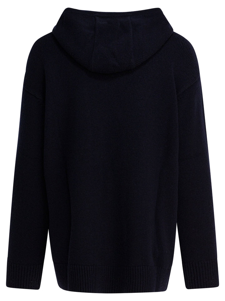 Max Mara Wool And Cashmere Hooded Sweater Knitwear - Blu | 97faf05f6e5a6966e9343f16547ad4854f0e7441