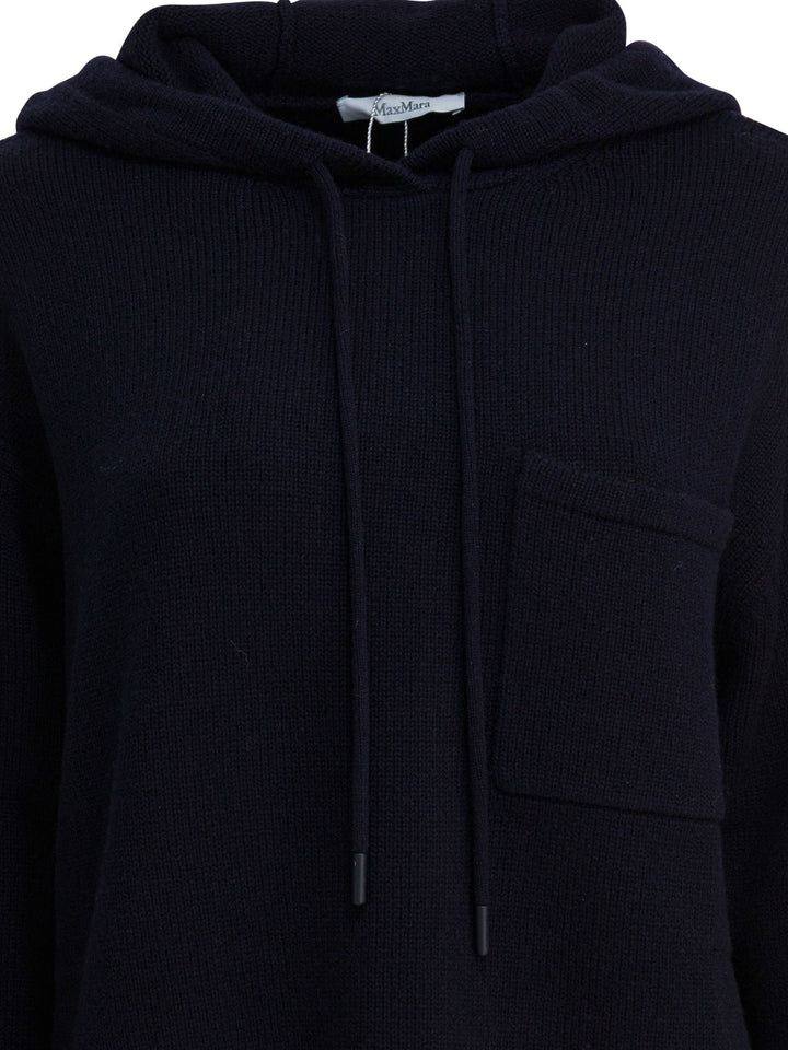 Max Mara Wool And Cashmere Hooded Sweater Knitwear - Blu | 2f934da33721b2722dd92aae26f766765d2c1b6b