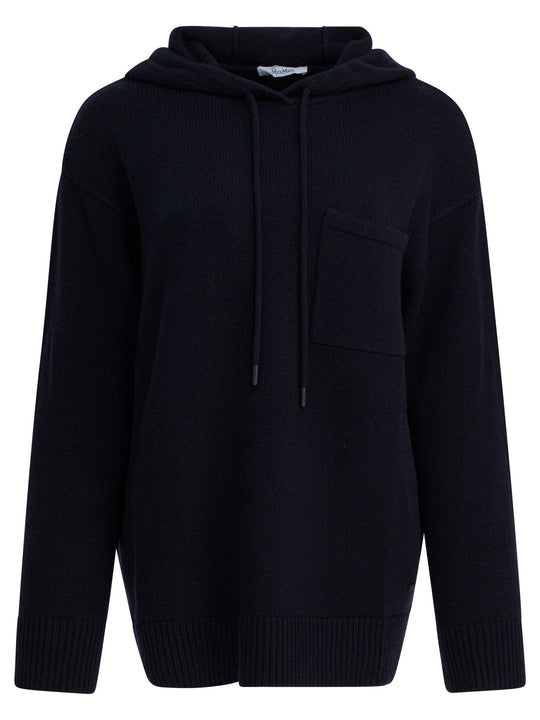 Wool And Cashmere Hooded Sweater Knitwear Blu