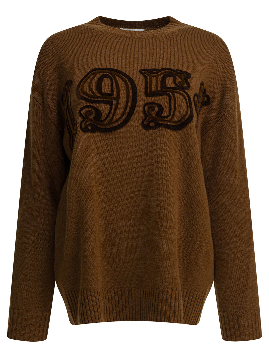 Max Mara Embroidered Crew Neck Sweater Knitwear - Marrone | 1dd777a3445160dc6dbeeb2c82f61986bbf68dd7