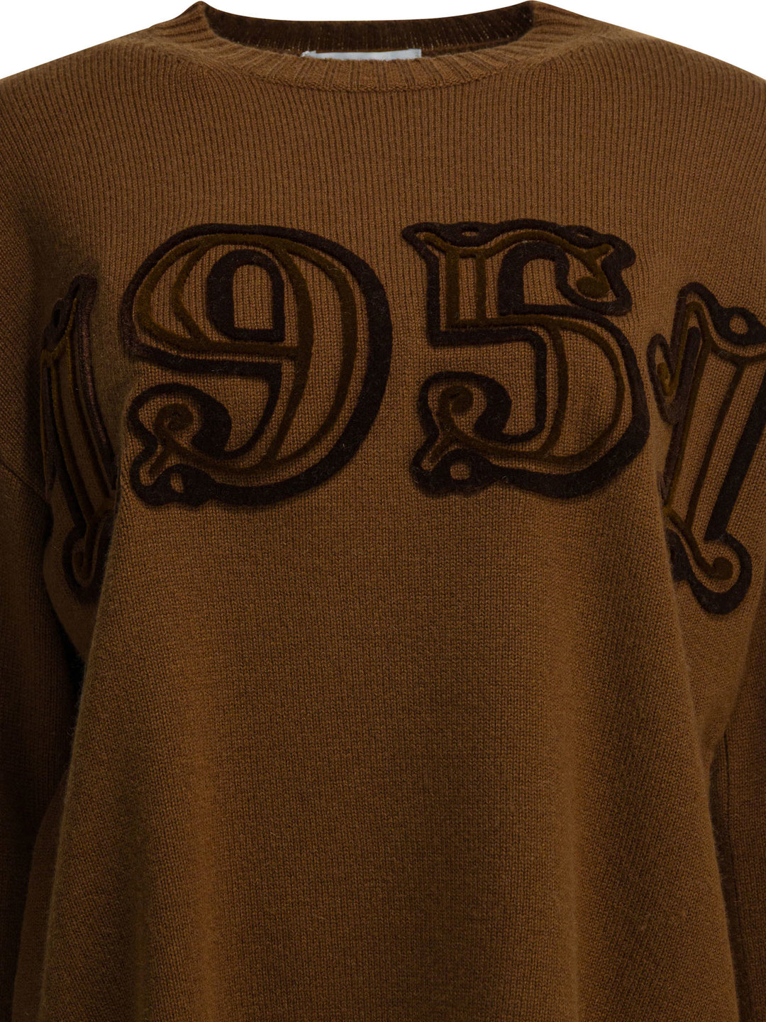 Max Mara Embroidered Crew Neck Sweater Knitwear - Marrone | b27b39d0fd434e85f76b0ed1c4987d3eefd30d12