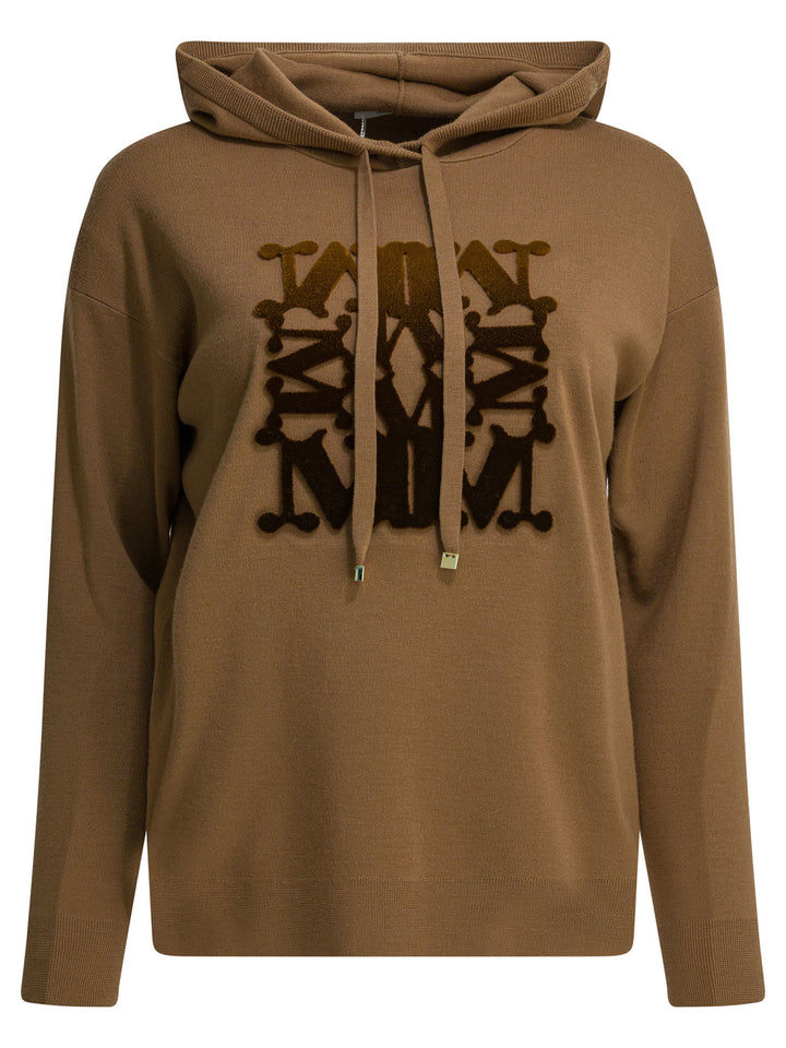 Max Mara Virgin Wool Hooded Sweater Knitwear - Marrone | 30dbcc7ae25d7141087c326bbcae0a27e865464a