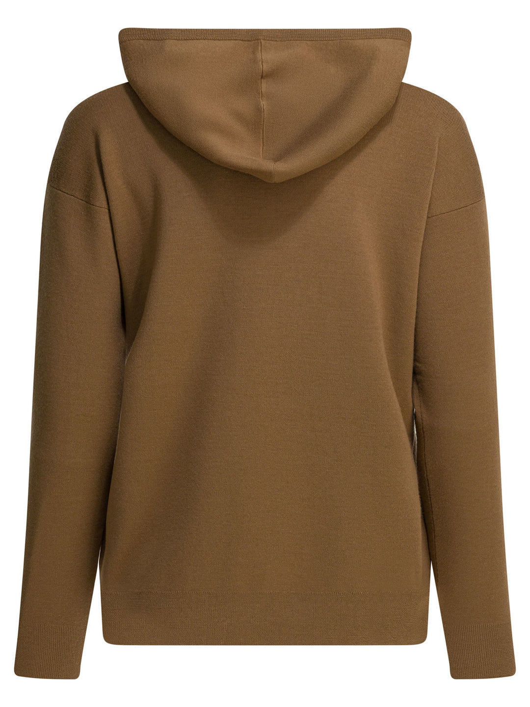 Max Mara Virgin Wool Hooded Sweater Knitwear - Marrone | 66cafb6067e988df6fd904358190150f23957976