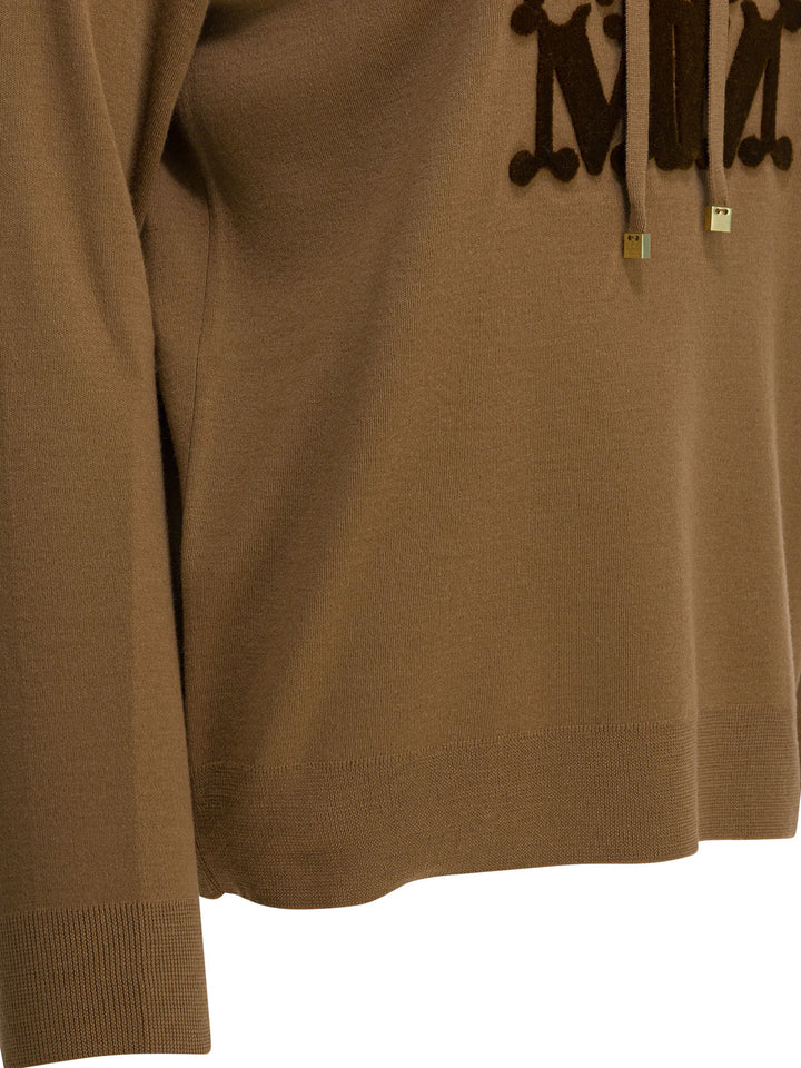 Max Mara Virgin Wool Hooded Sweater Knitwear - Marrone | 9f57c3ca72af0b3055e0209c5bd98a19956ea5f4