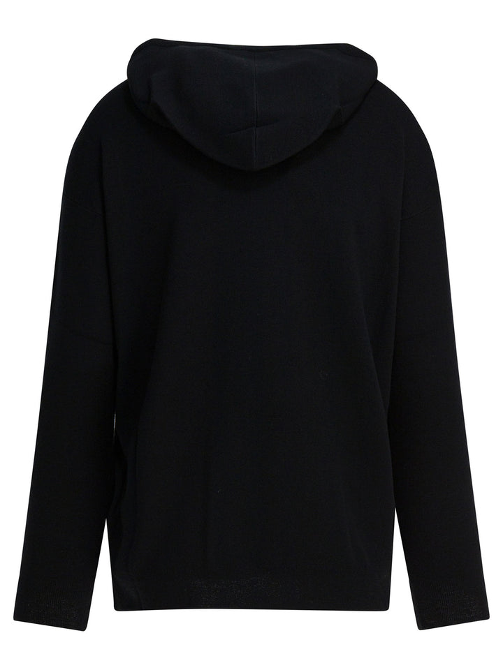 Max Mara Virgin Wool Hooded Sweater Knitwear - Nero | c56c2e22712591d3c680e437bd7b60e1c8187a08