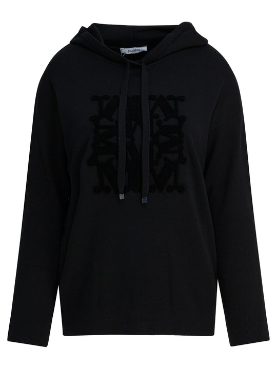 Virgin Wool Hooded Sweater Knitwear Nero