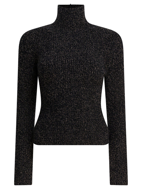 Wool And Cashmere Mouliné Turtleneck Sweater Knitwear Nero
