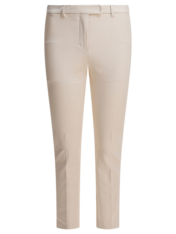 Pantalones de Tejido Elástico de Algodón Blanco
