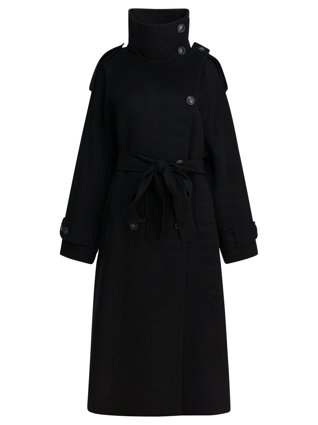 Max Mara Sportmax Virgin Wool Long Coat Jackets and Coats - Nero | 2d1cd1de4da0d73a58562b5f6b4c578e05a9ef3c