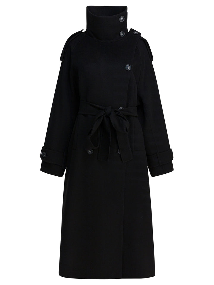 Max Mara Sportmax Virgin Wool Long Coat Jackets and Coats - Nero | 2d1cd1de4da0d73a58562b5f6b4c578e05a9ef3c