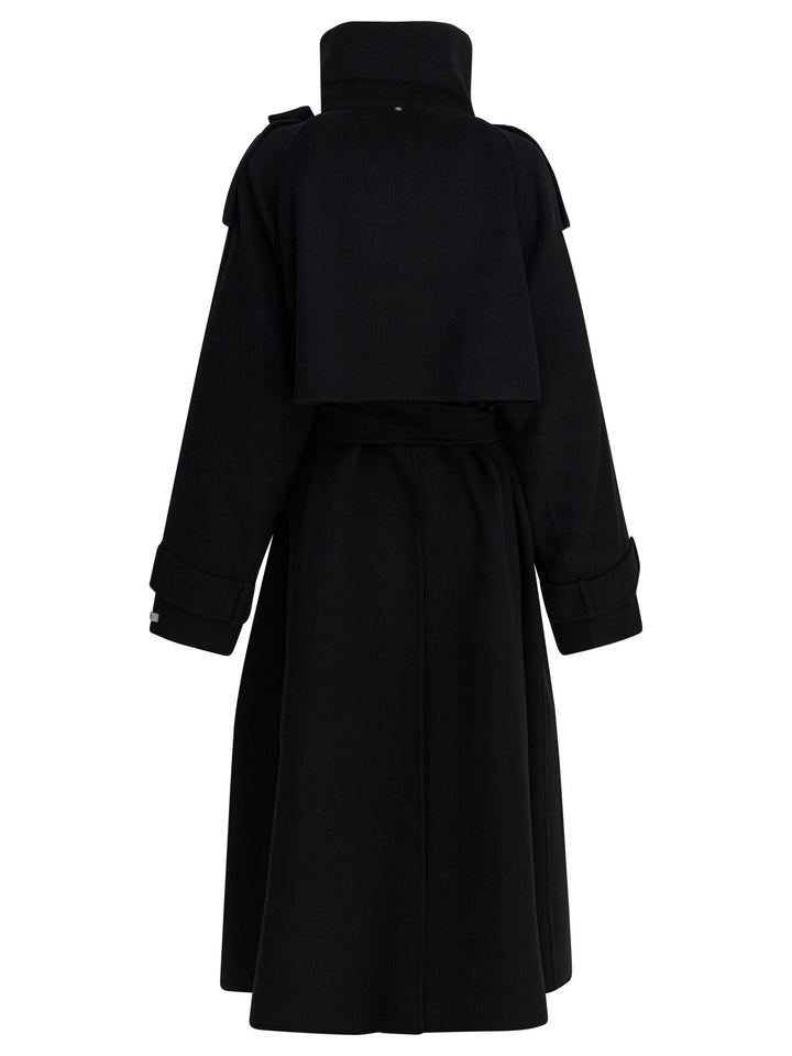Max Mara Sportmax Virgin Wool Long Coat Jackets and Coats - Nero | 70ba2f22ebe40ecbfbe7dfb1d8f7017783737bc4