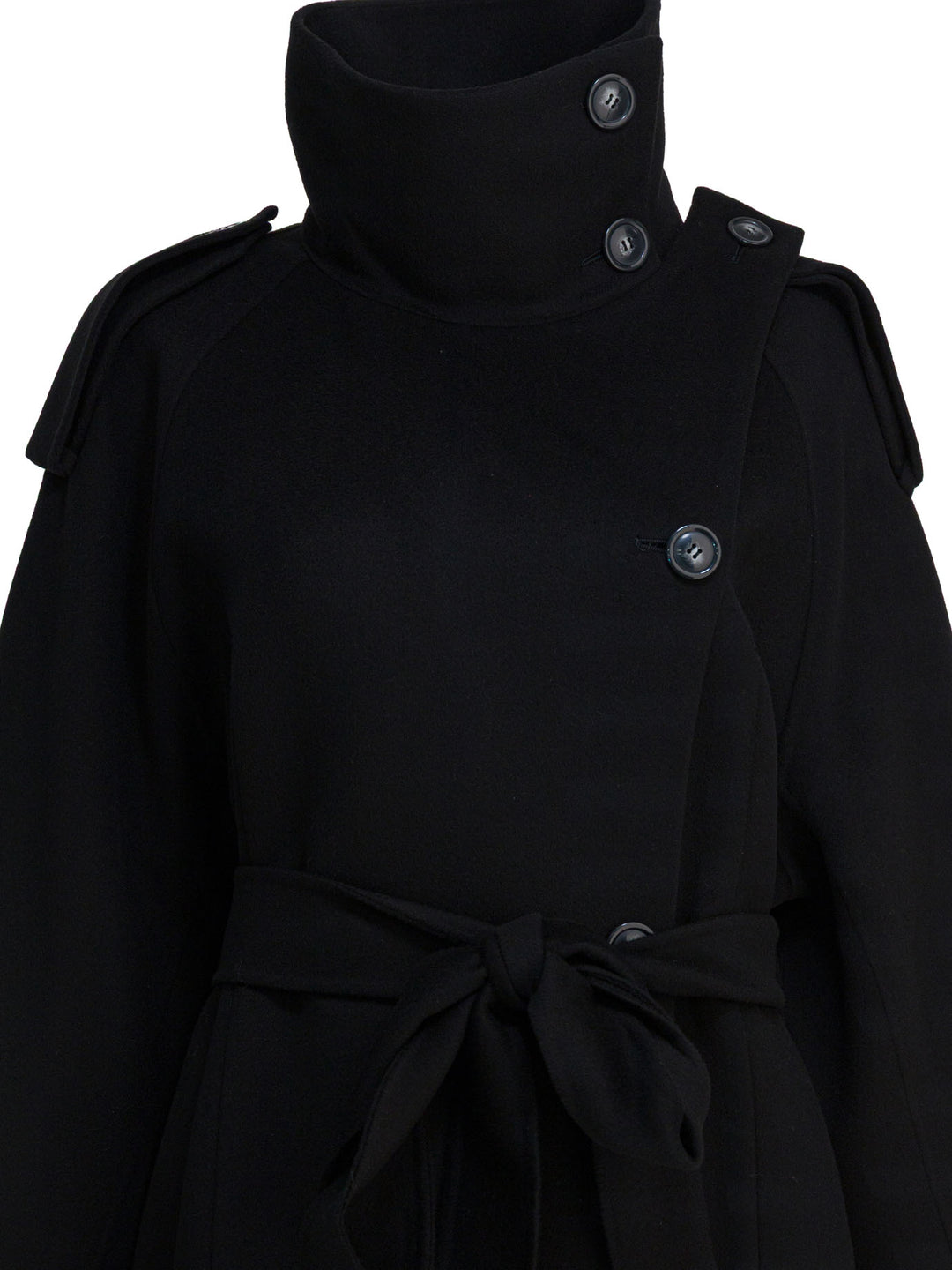 Max Mara Sportmax Virgin Wool Long Coat Jackets and Coats - Nero | 7f813f6f5c7091fea123575d8ad3d4d748a4c61b