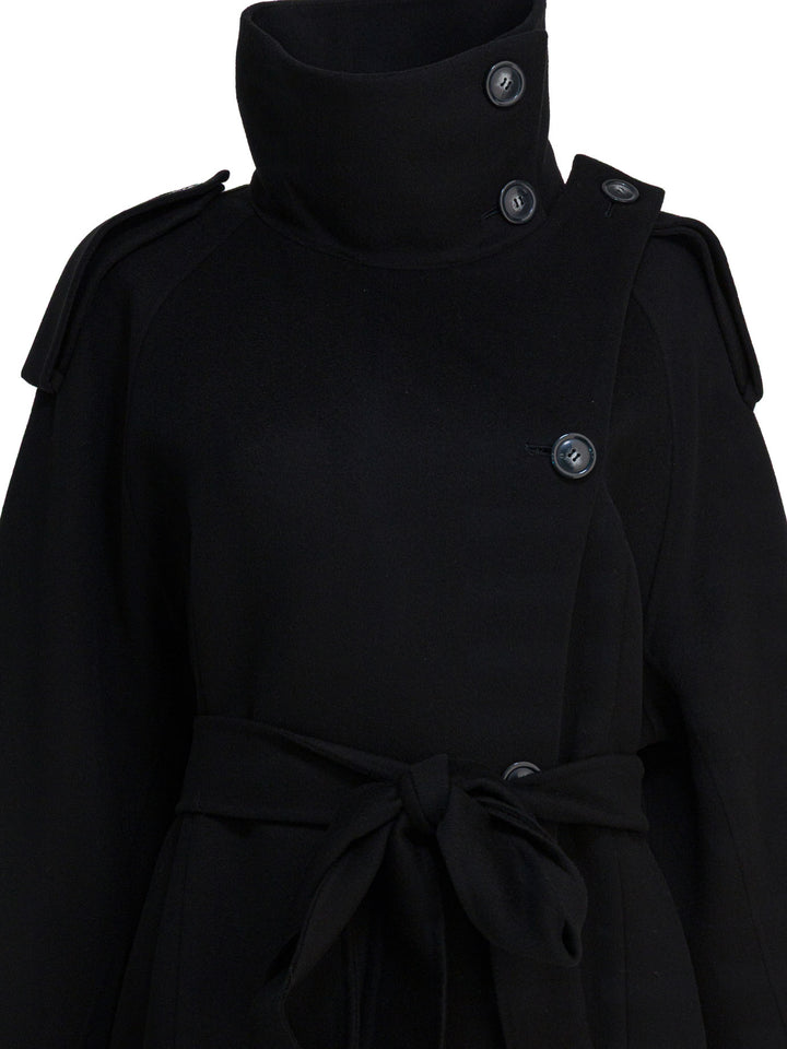 Max Mara Sportmax Virgin Wool Long Coat Jackets and Coats - Nero | 7f813f6f5c7091fea123575d8ad3d4d748a4c61b
