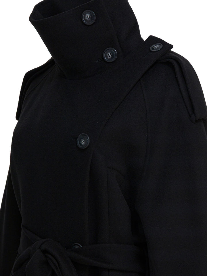 Max Mara Sportmax Virgin Wool Long Coat Jackets and Coats - Nero | 7ee95ca7d78f4dc4f2b063520fe7bedfdf62bbdc