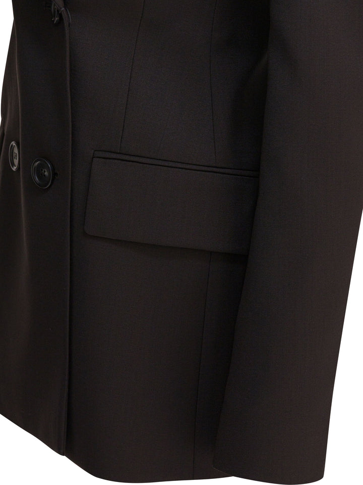 Max Mara Sportmax Double-Breasted Wool Blazer Jackets and Coats - Marrone | 4718d68b9bf7f497c0b3ce1ec84a69401bc3cc0d