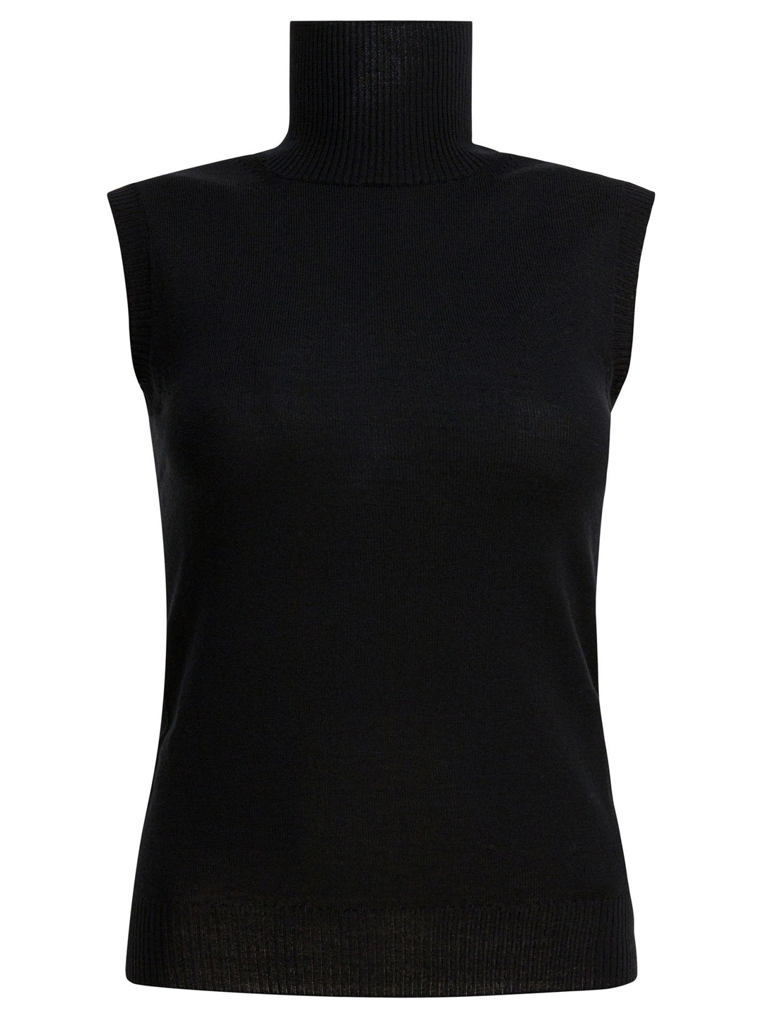 Max Mara Sportmax Mock Neck Sleeveless Knitwear - Nero | 6c2be6213da538ad58f6073550121b35d5bacabc