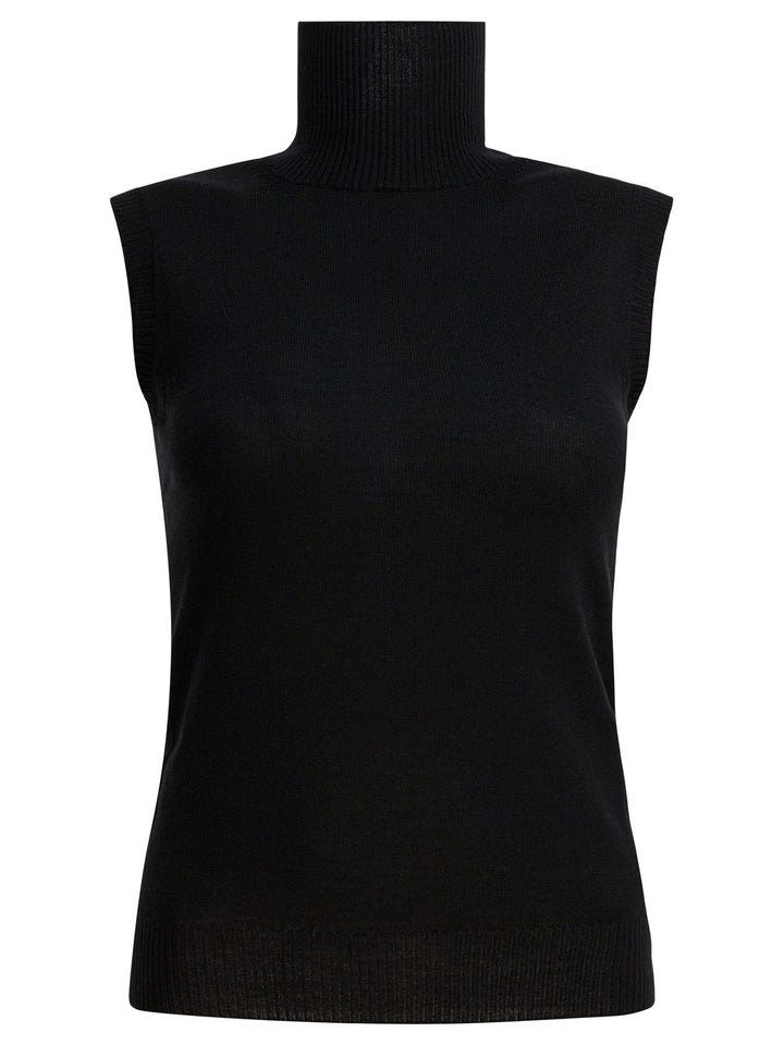 Max Mara Sportmax Mock Neck Sleeveless Knitwear - Nero | 6c2be6213da538ad58f6073550121b35d5bacabc