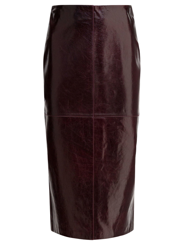 Max Mara Sportmax Leather Midi Skirt Gonne - Bordeaux | 736485d7413f2b708034bc4d6c76543b20204684