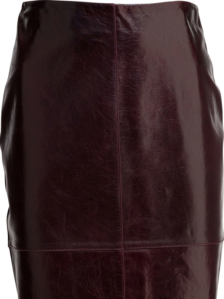 Max Mara Sportmax Leather Midi Skirt Gonne - Bordeaux | 0fec90dec7f754c986b766512e8e70a19a387885