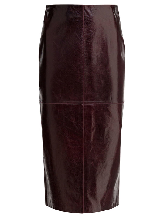 Leather Midi Skirt Skirts Bordeaux