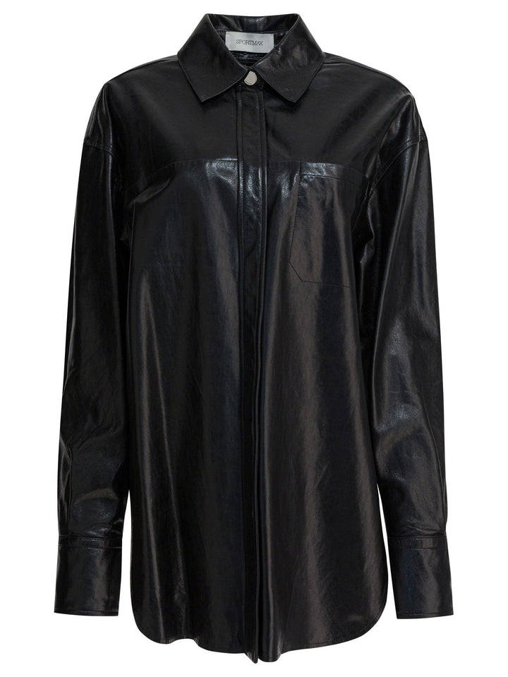 Max Mara Sportmax Leather Shirt Shirts - Nero | 7c54f8fcc9145174c1021bf7210c1ee31052380b
