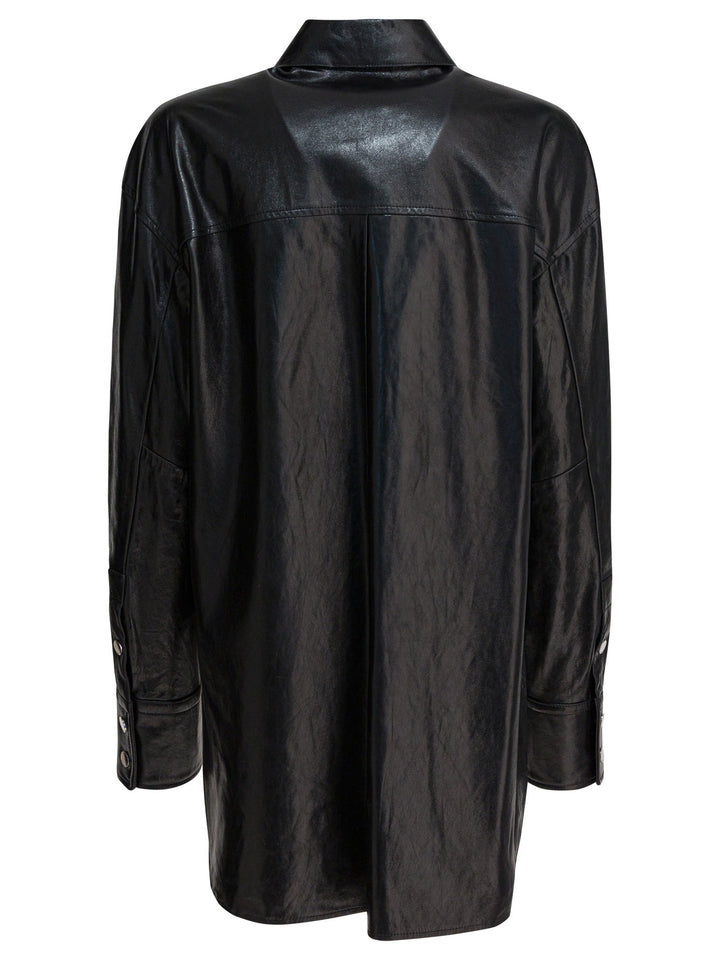 Max Mara Sportmax Leather Shirt Shirts - Nero | 290b084562598ce33c2ab5aa6d985f1e0b4dd108