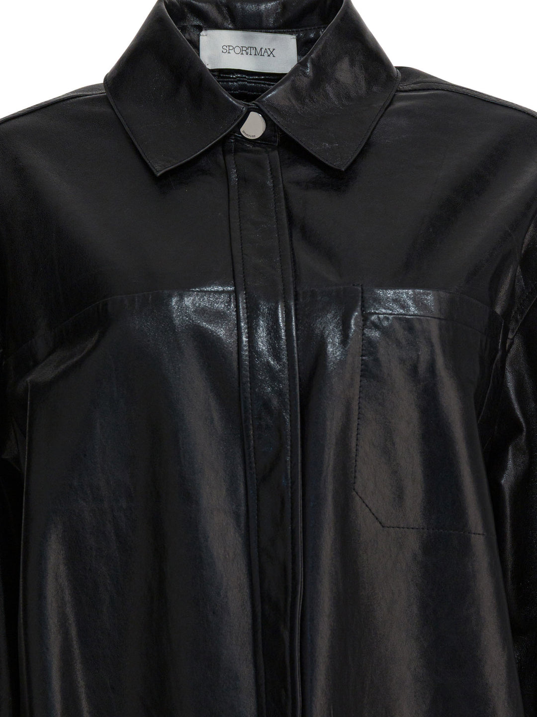 Max Mara Sportmax Leather Shirt Shirts - Nero | 0ed7d53d9fc4f24c1df844bcbf38de6498089483