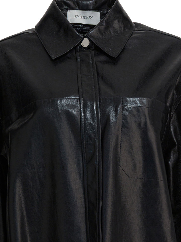 Max Mara Sportmax Leather Shirt Shirts - Nero | 0ed7d53d9fc4f24c1df844bcbf38de6498089483