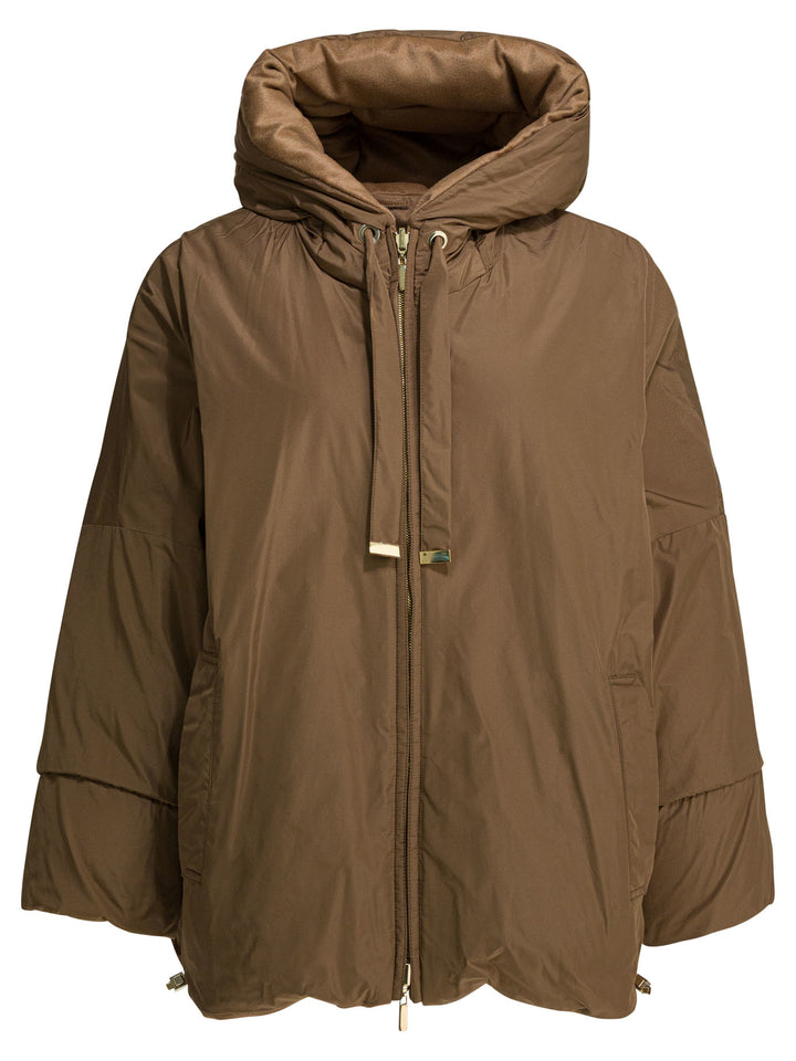 Max Mara The Cube Short Down Jacket In Camel Wool Jackets and Coats - Marrone | 386e75e75fe738526f3a4d37940589f3ba4bc048